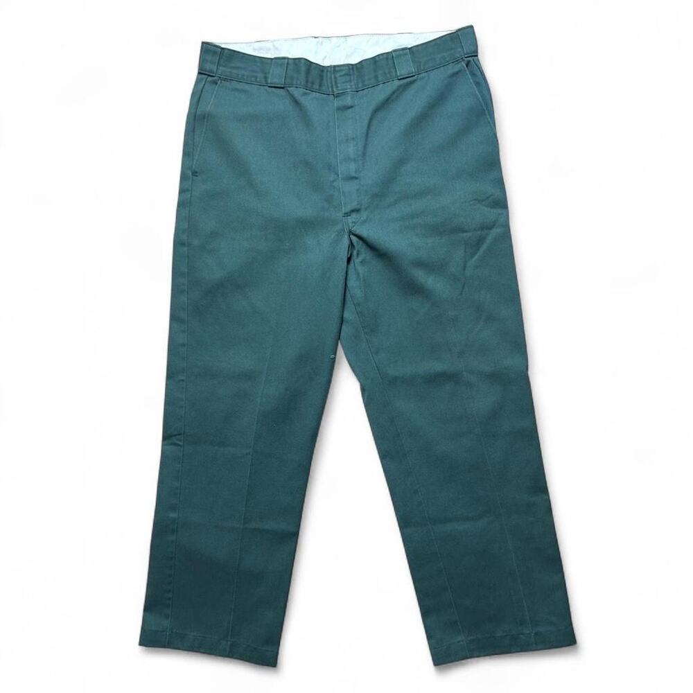 Dickies 80s Vintage 874 Work Pants Teal Blue Green Made in USA Talon Zip 39”